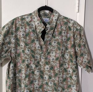 Men's Reyn Spooner Aloha Shirt XL - Tan/Green